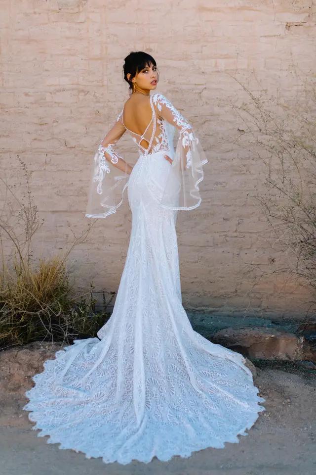 Model wearing Blair wedding dress by Allure Wilderly